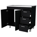 Darien Melamine Base Cabinet, Three Drawers And Stainless Steel Top. Black Kitchen Contemporary Pine Particle Board Melamine