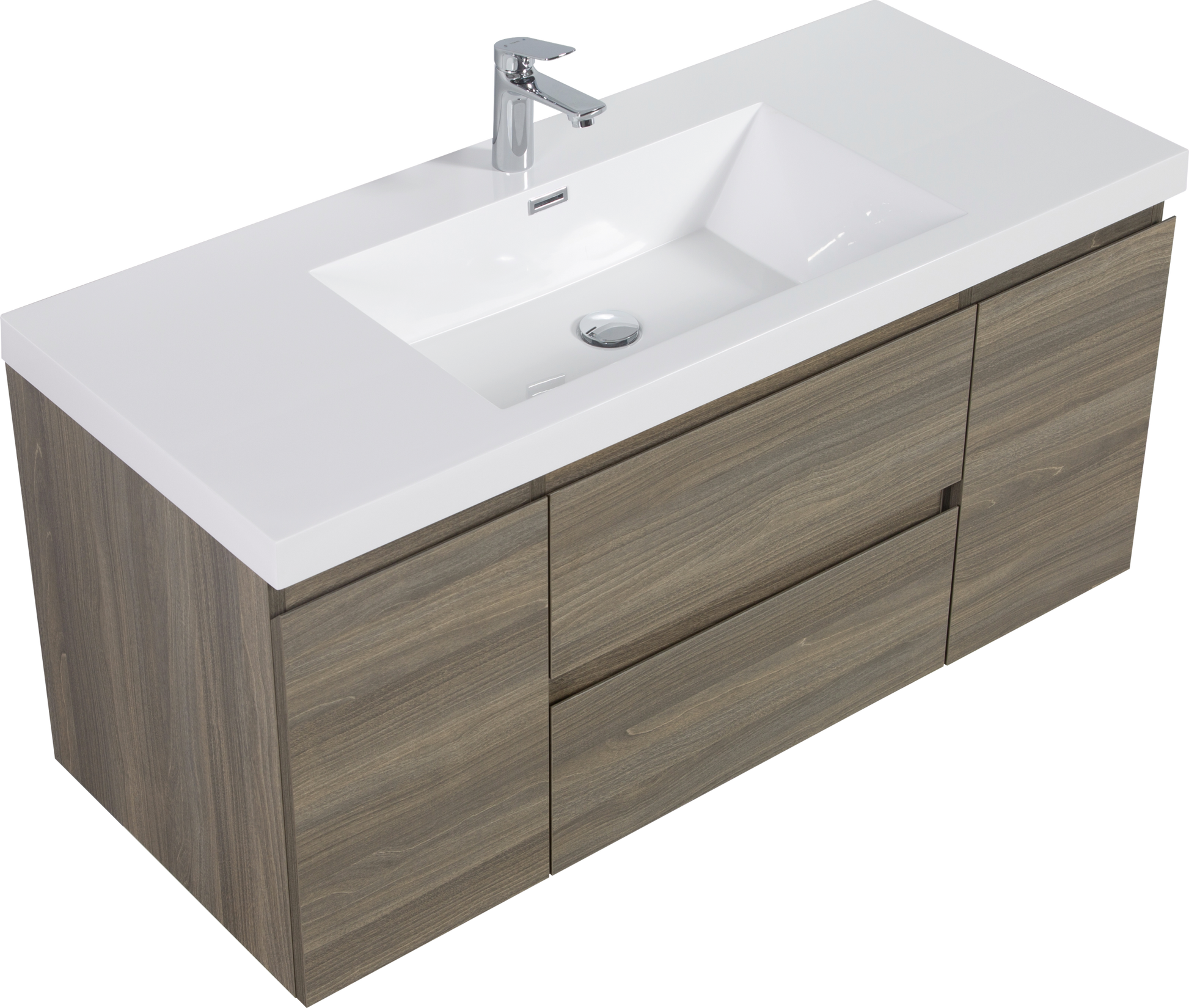 48" Floating Bathroom Vanity With Sink, Modern Wall Mounted Bathroom Storage Vanity Cabinet With Resin Top Basin And Soft Close Drawers, Ash Grey 24V11 48Ag 2 Grey 2 Bathroom Melamine