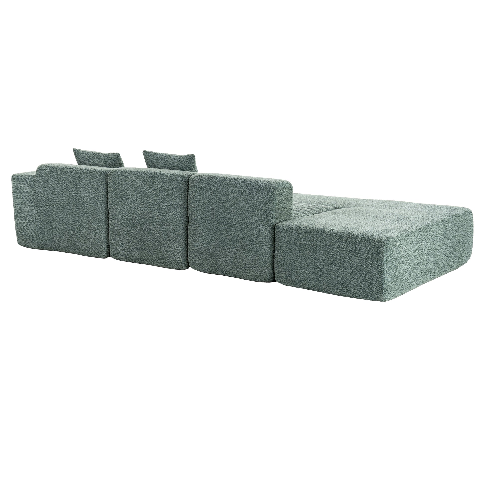 116.5" Sectional Sofa Full Compressed Sofa Couch Free Combined Sofa For Living Room, Green Green Foam Polyester 4 Seat