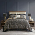 5 Piece Jacquard Bedspread Set With Throw Pillows Black King King Black Cotton