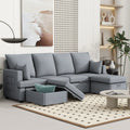 Modern U Shape Modular Sofa, 6 Seat Chenile Sectional Couch Set With 2 Pilows Lncluded, Freely Combinableindoor Funiture For Living Room,Apartment, Office, 3 Colors Light Gray Chenille Metal Primary Living Space Medium Soft Loose Back Modern Poplar Foam