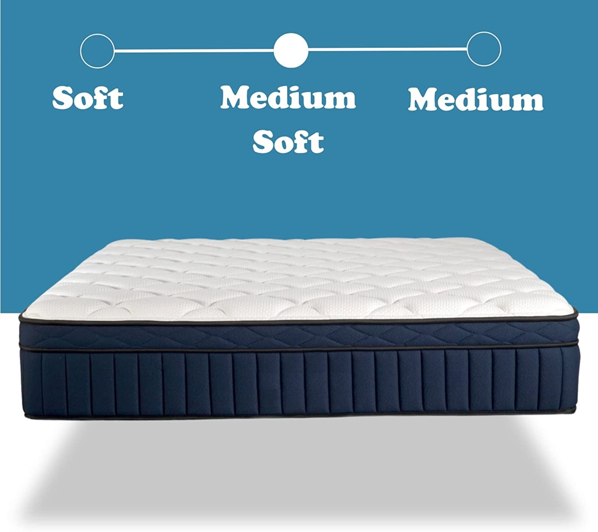 Twin Xl Size Tranquility 12" Medium Pillow Top Memory Foam Edge Support Pocket Spring Premium Hybrid Mattress White Black Blue Polyester Foam Spring Twin Xl