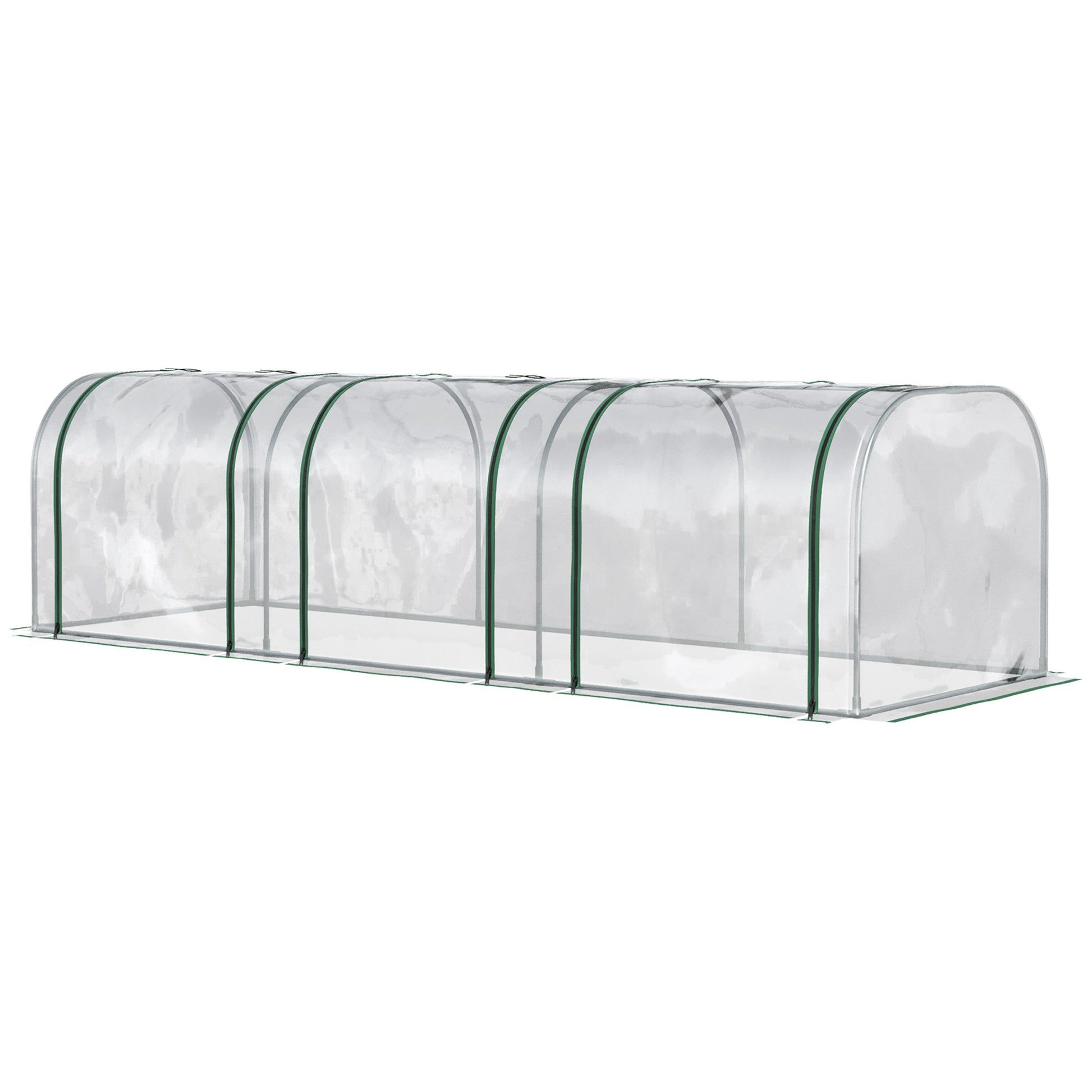 Outsunny 10' X 3' X 2.5' Mini Greenhouse, Portable Tunnel Green House With Roll Up Zippered Doors, Uv Waterproof Cover, Steel Frame, Clear Clear Pvc