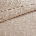 3 Piece Reversible Bedspread Set Khaki Full Queen Queen Khaki Microfiber