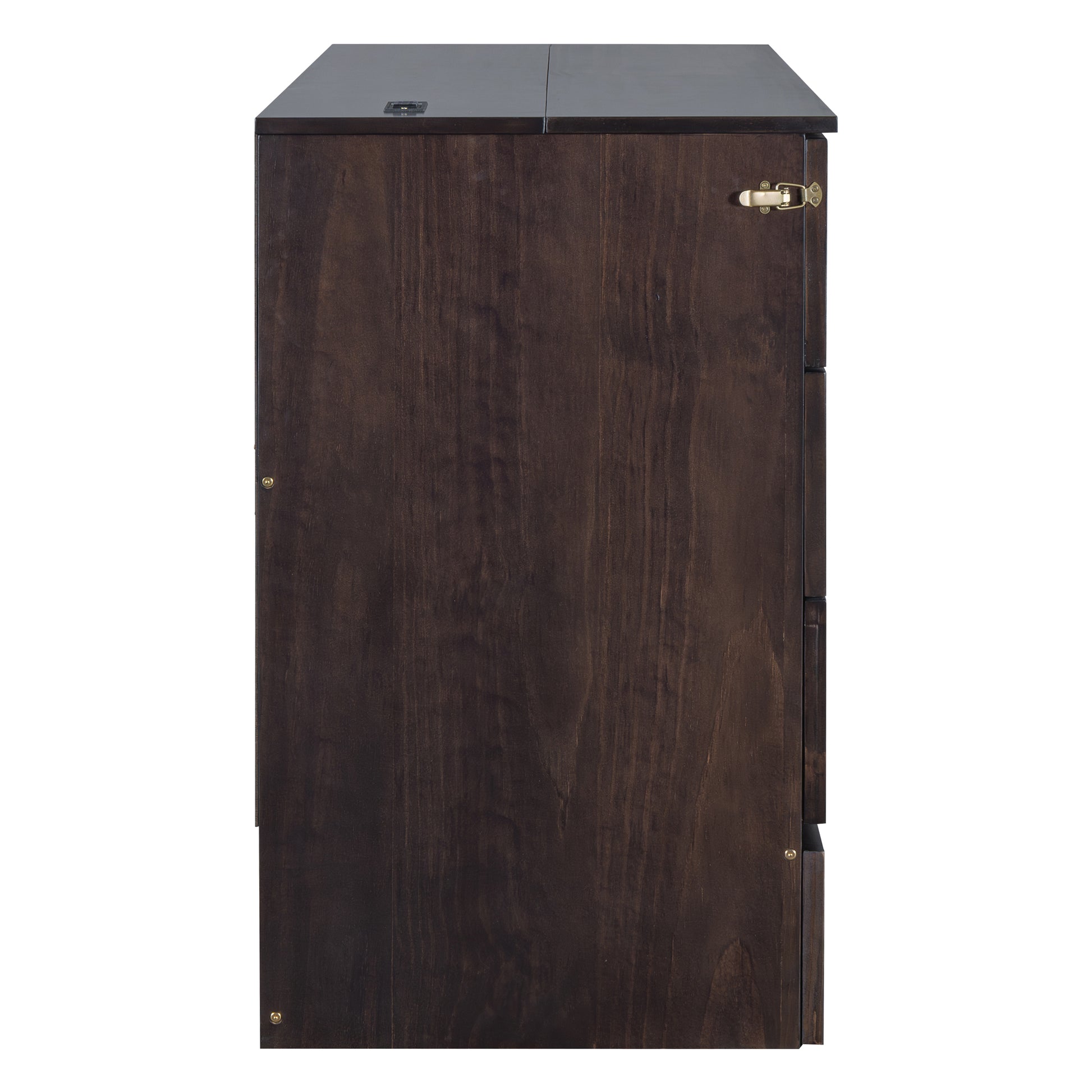 Queen Murphy Bed With Large Drawers,Espresso Queen Espresso Plywood