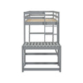 Twin Size High Loft Bed With Ladder Landing Platform, Ladders, Guardrails,Grey Twin Gray Wood Bedroom American Design Pine Bed Frame Pine