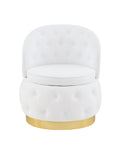360 Degree Swivel Cuddle Barrel Accent Storage Chairs White Velvet