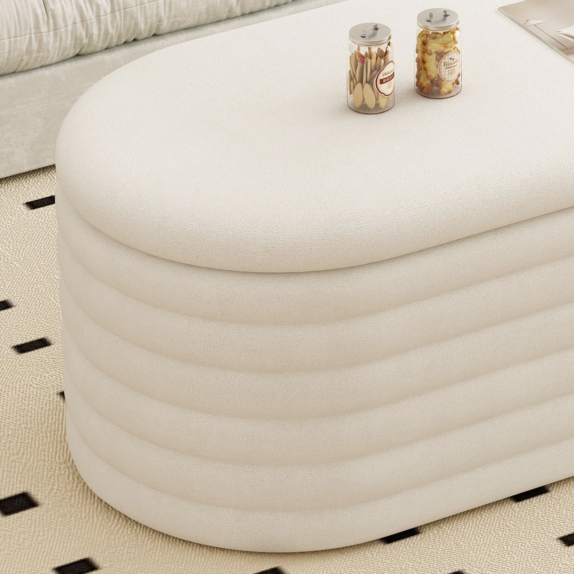 Storage Chenille Ottoman Bench Upholstered Fabric Storage Bench End Of Bed Stool With Safety Hinge For Bedroom, Living Room, Entryway, Closet 40 Inch, White White Contemporary Polyurethane Foam