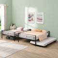 Full Over Full With Trundle Metal Bunk Bedno Box Spring Needed, Easy Assemble Black Metal