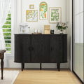 3 Door Buffet Cabinet,Large Storage Accent Cabniet With 3 Door,Sideboard Cabniet For Living Room, Entryway, Hallway, Office Kitchen And Dining Room Black Sliding Doors Modern Mdf