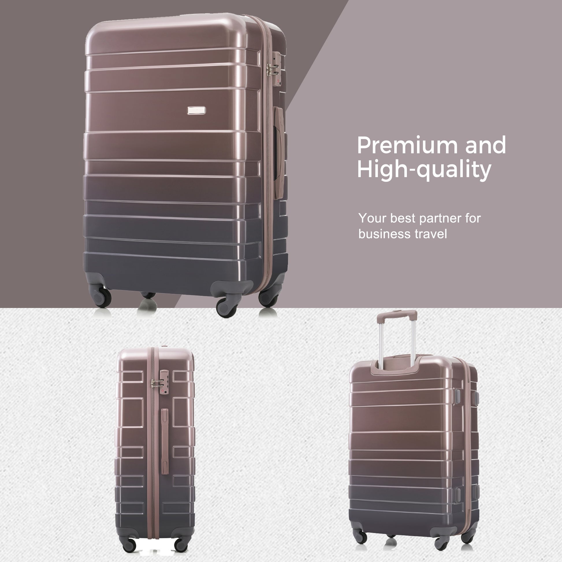 Luggage Sets Model Abs Hardshell 3Pcs Clearance Luggage Hardside Lightweight Durable Suitcase Sets Spinner Wheels Suitcase With Tsa Lock 20''24''28'' Golden Golden Abs Pc