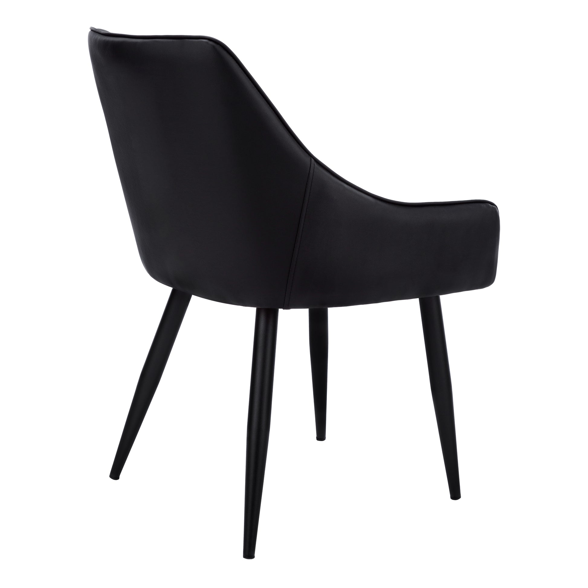 Dining Chair, Set Of 2, Side, Upholstered, Kitchen, Dining Room, Black Leather Look, Black Metal, Contemporary, Modern Black Foam Faux Leather