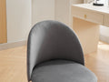 Velvet Fabric Office Chair Desk Chair, Mid Back Adjustable Swivel Computer Chair With Black Legsmodern Upholstered Desk Chair With Wheels Grey Black Foam Polyester Blend