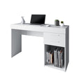 Techni Mobili Home Office Workstation With Storage, White White Writting Desk Modern Rectangular Rectangular Particle Board