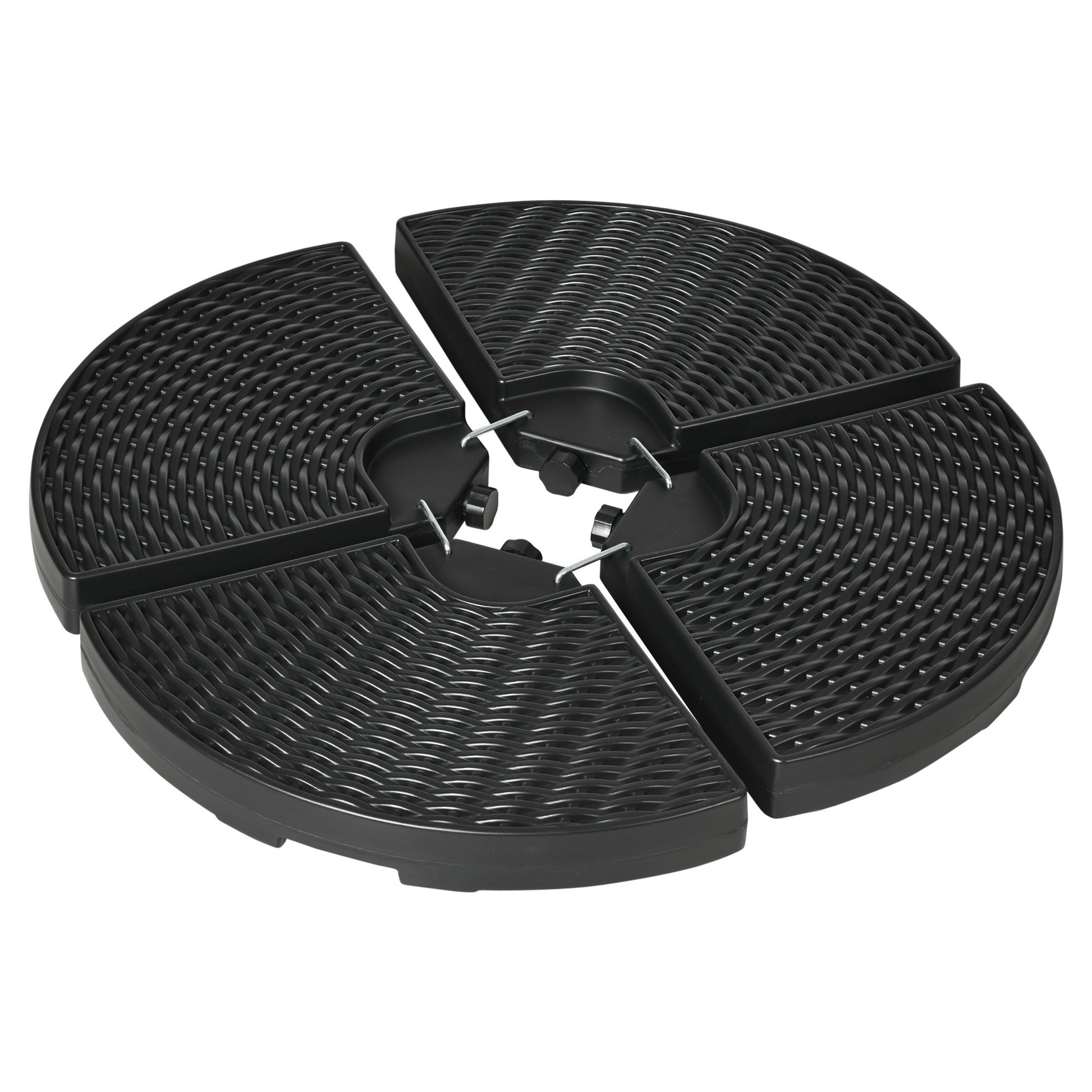 Outsunny Hdpe Material Patio Umbrella Base Weights Sand Filled Up To 150 Lb. For Any Offset Umbrella Base 4 Piece, Water Or Sand Filled, All Weather, Black Round Black Hdpe