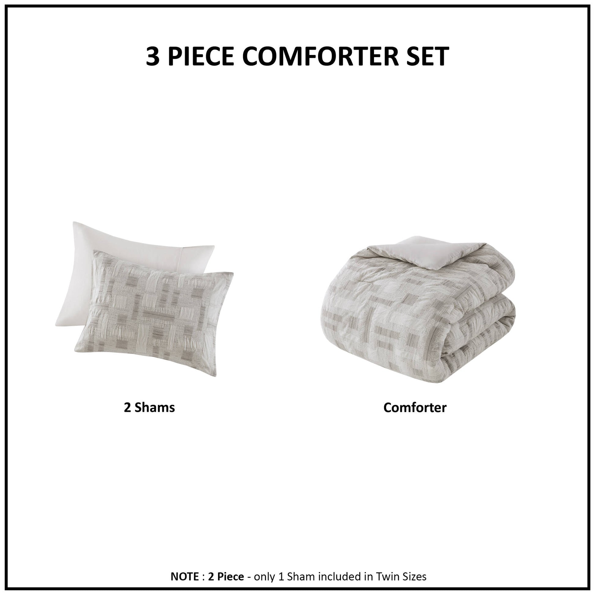 3 Piece Cotton Jacquard Comforter Set Full Queen Ivory Polyester