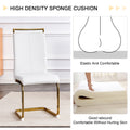 Table And Chair Set.Large Modern Rectangular Table With 0.4 Inch Patterned Glass Tabletop And Large Mdf Table Legs.Comes With 6 Chairs With Faux Leather Cushioned Seats And Golden Metal Legs. Gold White Seats 6 Mdf Glass