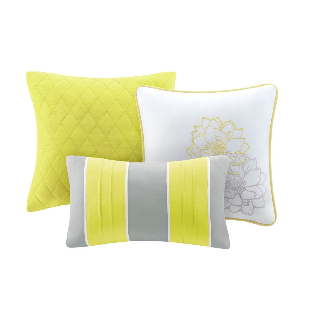 6 Piece Printed Cotton Quilt Set With Throw Pillows Taupe Grey Yellow King Cal King King Yellow Grey Cotton