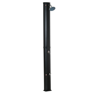 Outsunny 7Ft Outdoor Solar Heated Shower With 360 Rotating Shower Head, Foot Shower Faucet, Temperature And Pressure Adjustable, Holds 9.2 Gallons For Backyard Pool Black Plastic