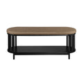 Scandi Upholstered Top Storage Bench With Lower Shelf Black Black Polyurethane Foam Mdf