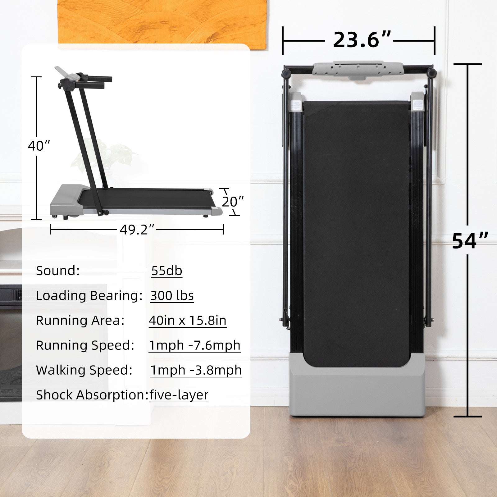 Treadmills For Home, Treadmill With Led For Walking & Running Grey Iron