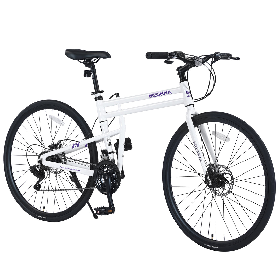 21 Speed Folding Hybrid Bike Disc Brake 700C Road Bike For Men Women'S City Bicycle Cycling White Garden & Outdoor Aluminium