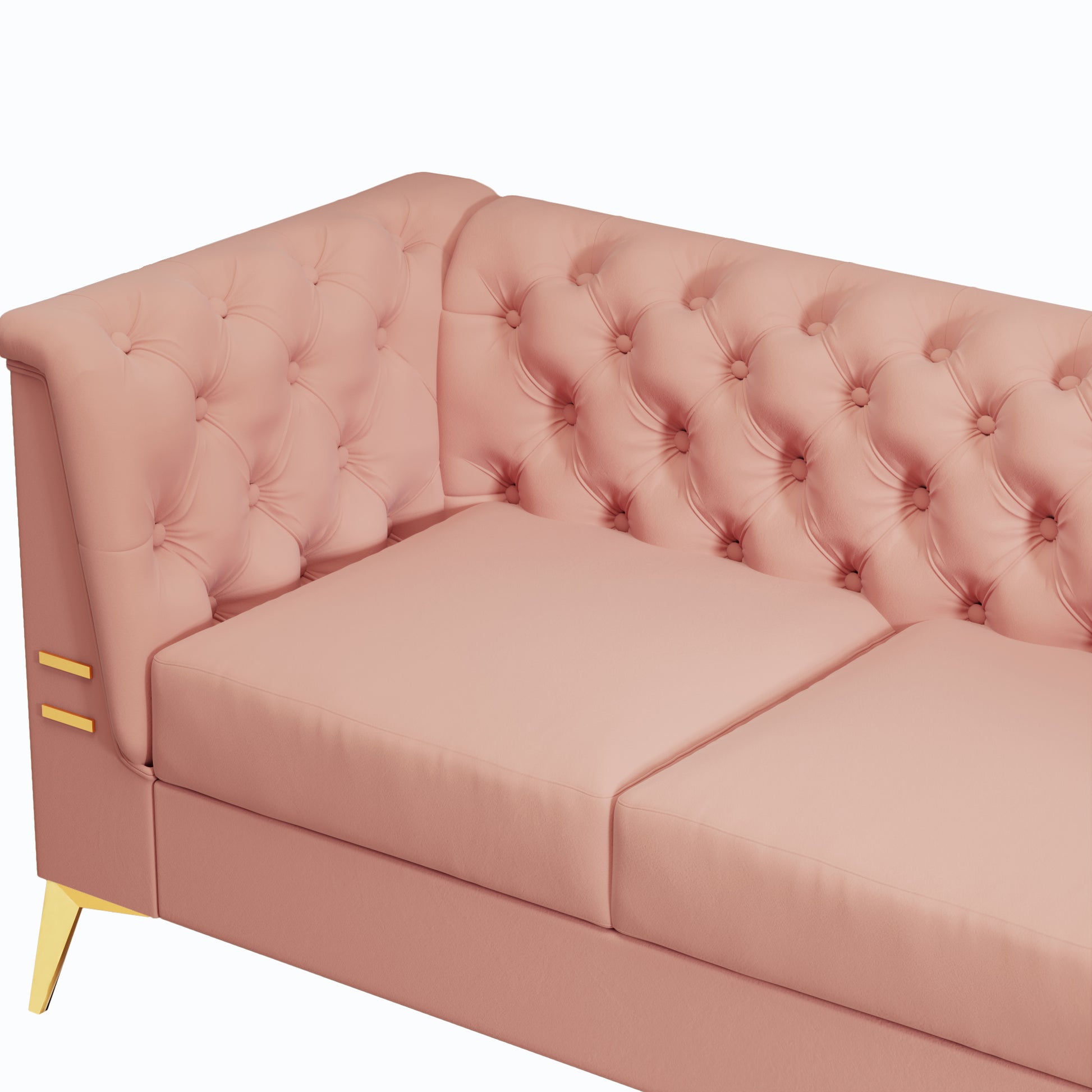 Fx P83 Pk2 Sofa Modern Velvet Living Room Chesterfield Design 82.7Inch Wide Pink 3 Seat Sofa Pink Velvet 3 Seat