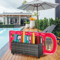 Outsunny Wicker Patio Poolside Float Storage Basket, Pe Rattan Outdoor Pool Caddy With Rolling Wheels For Floaties, Noodles, Life Vests, Beach Balls, Toys, Grey Gray Steel