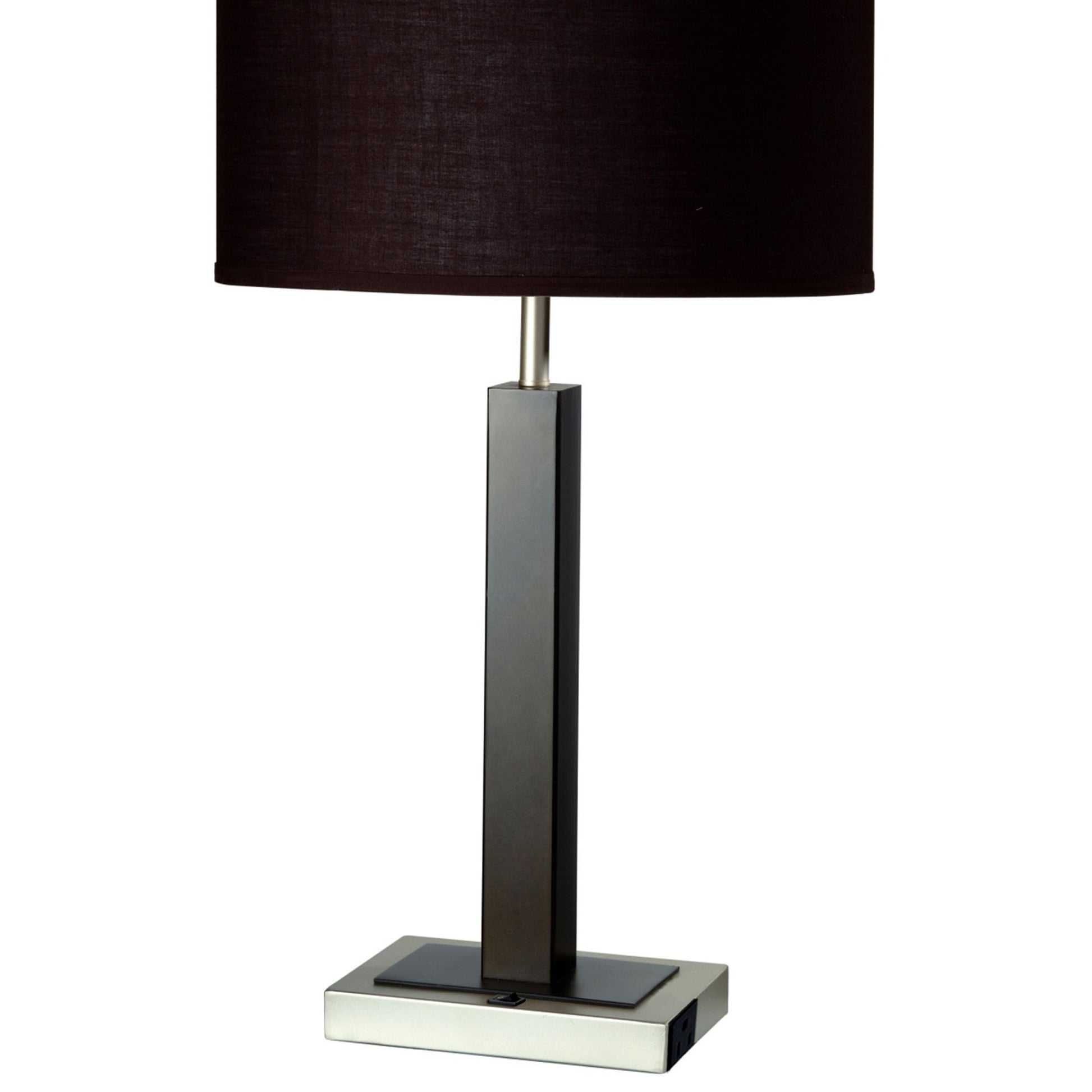 30" Tall Metal And Polyresin Table Lamp With Dark Espresso Finish, Fabric Shade Multicolor Polyresin