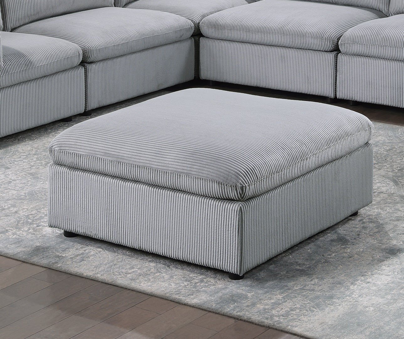 Dark Gray Color 8Pc Modular Sectional Set Corduroy Upholstery Couch 3X Corner Wedge 3X Armless Chairs 2X Ottomans Living Room Furniture Dark Gray Primary Living Space Cushion Back