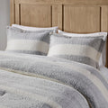 Sherpa Comforter Set King Grey Ivory Polyester