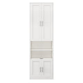 2 Doors Bookshelf With Usb Port 3 Adjustable And 3 Fixed Shelves Bookcase Side Cabinet Storage Shelves In White Old Sku:Wf311493Aac White Solid Wood Mdf
