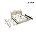 Upholstered Platform Bed With Wingback Headboard, One Twin Trundle And 2 Drawers, No Box Spring Needed, Linen Fabric, Queen Size, Beige Beige Linen