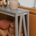 Homcom Console Table, Farmhouse Entryway Table With Storage Slatted Shelf, Rustic Sofa Table With Anti Tipper For Living Room, Hallway, Gray Gray Particle Board