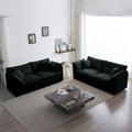 2 Piece Living Room Set2 Pieces Upholstered Loveseat And Couch For Home Office Lounge, Sofa Set Of 2, 2 Piece 2 2 Seat Couch Set For Living Room ,Black Chenille Black Chenille 4 Seat