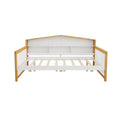 Full Size House Shape Daybed With Two Drawers And Bookcase Headboard Wooden Bed For Girls Boys Teens, No Box Spring Needed, Walnut And White Box Spring Not Required Full White Walnut Wood Bedroom Cute Pine Bed Frame Wood
