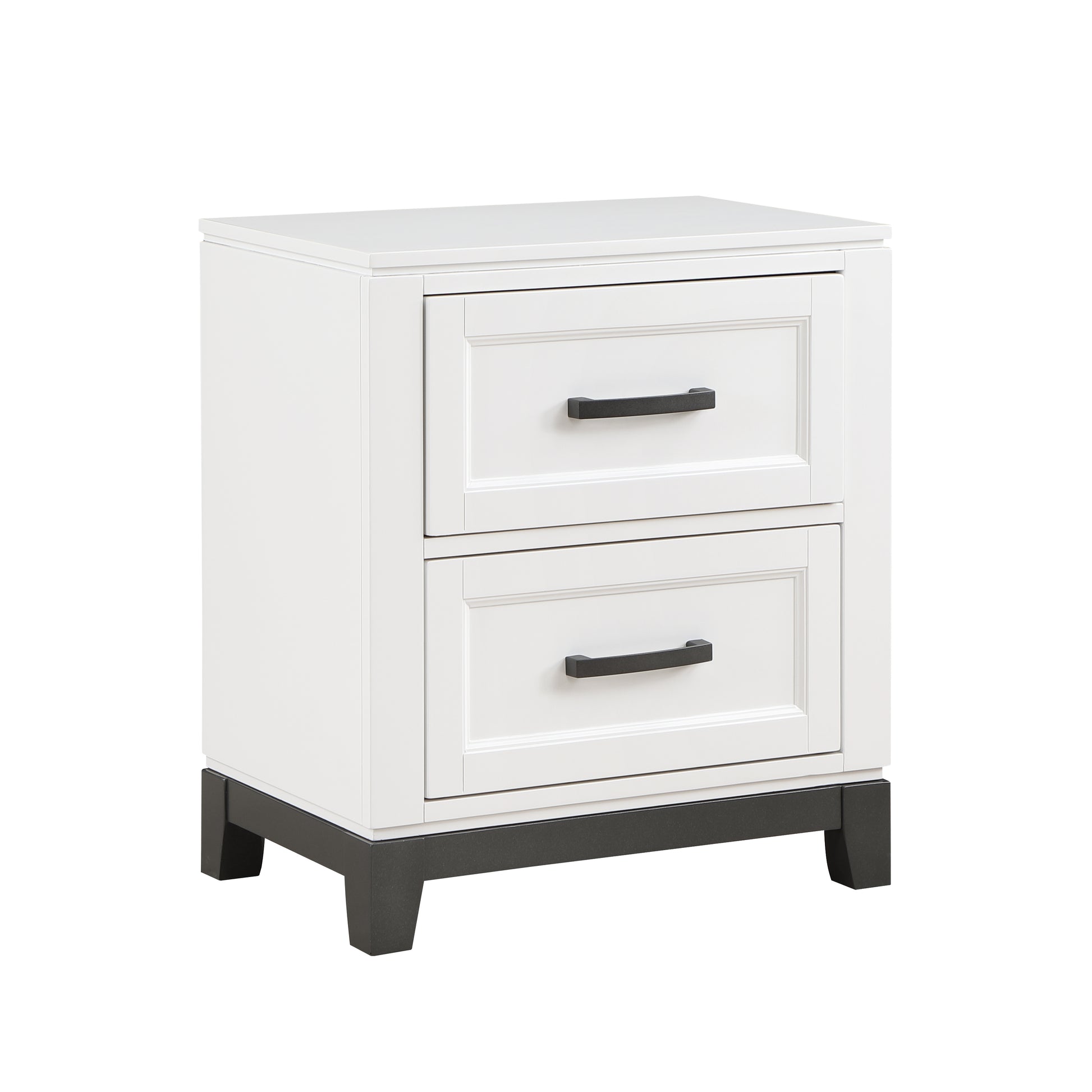 White Finish Nightstand With 2X Storage Drawers Wooden Bedroom Furniture 1Pc White 2 Drawers Bedroom Rustic,Transitional Wood
