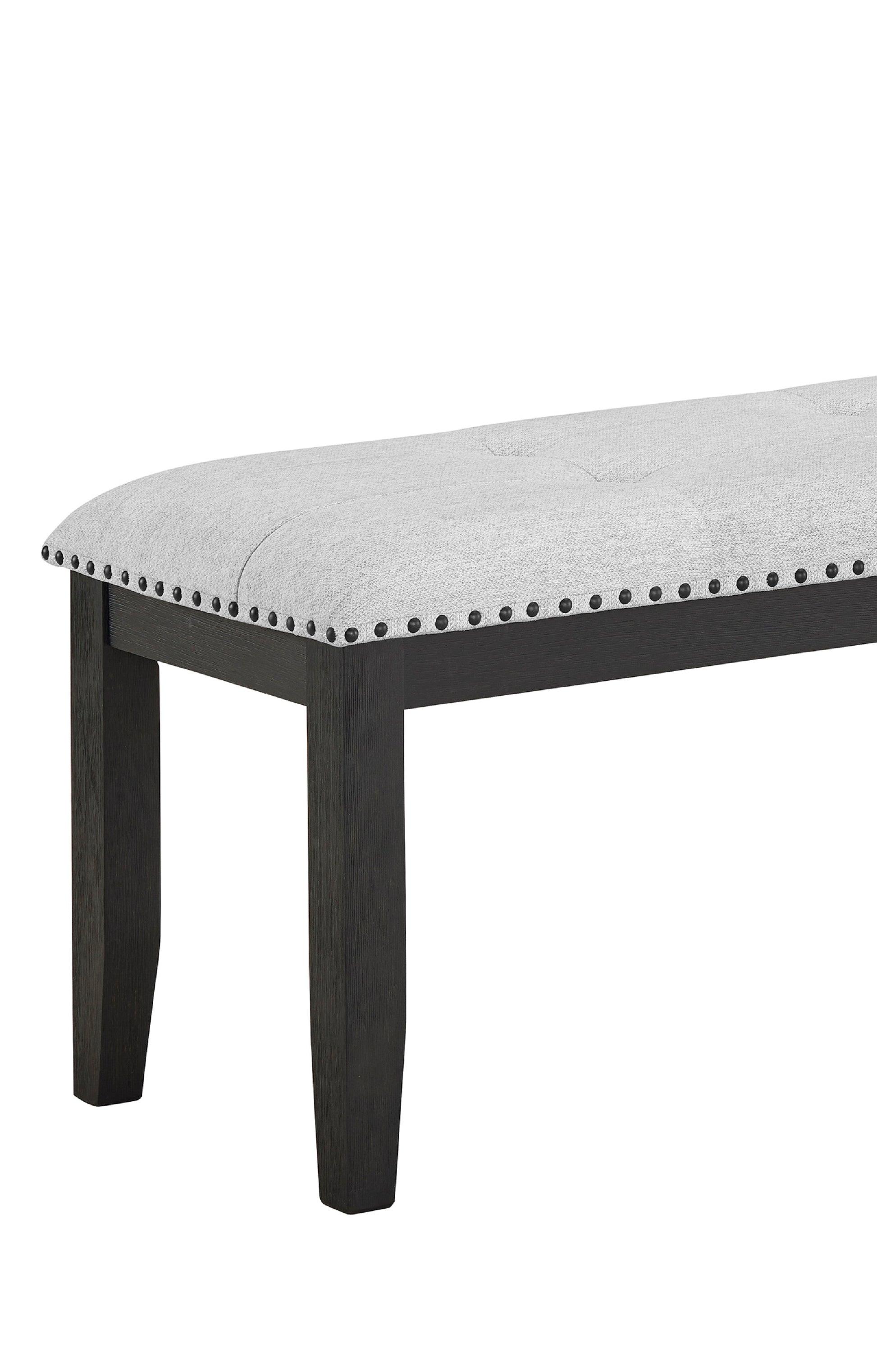 1Pc Transitional Upholstered Dining Bench Light Gray Upholstery Black Finish Legs Tufted Seat Dining Room Bedroom Living Room Furniture Gray Rectangular Grey Contemporary,Traditional,Transitional Wood