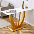 Modern And Simple Rectangular Glass Dining Table In White With A Pattern, 0.39 
