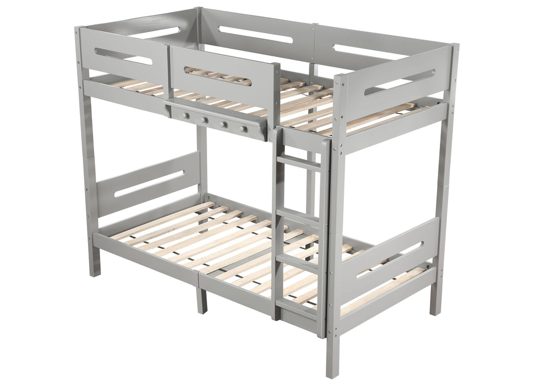 Edah Bunk Bed T T , Gray Finish Bd01913 Twin Gray Wood