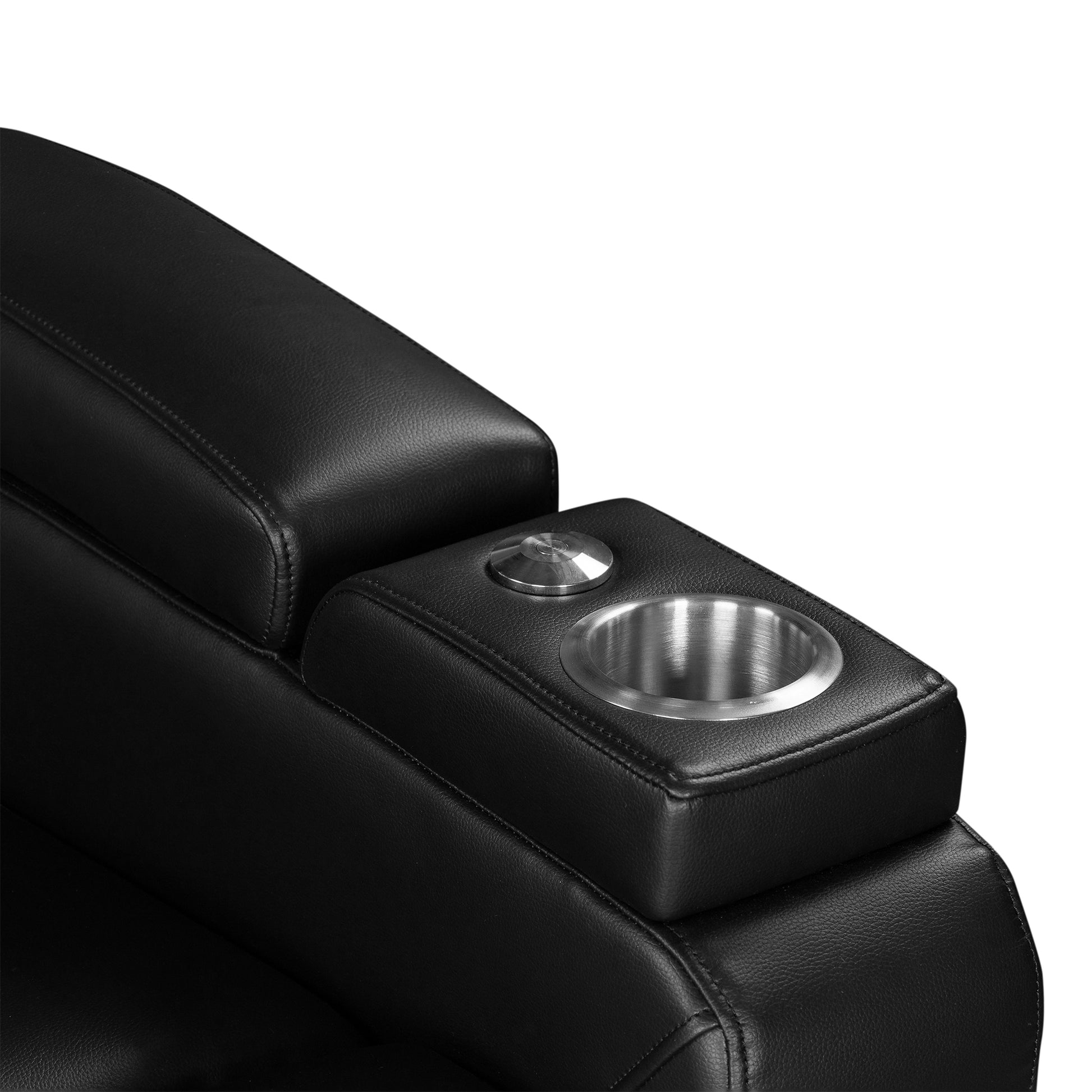 Pu Leather Power Recliner Home Theater Recliner With Power Adjustable Headrest, Wireless Charging Device, Usb Port, Storage Arms, Cup Holder And Swivel Tray Table For Living Room, Black Black Foam Pu Leather