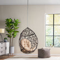 Los Alamitos Hanging Chair With 8Ft Chain Brown Pe Rattan Iron Waterproof Fabric