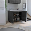 Napoles 2 Utility Sink With Cabinet, Stainless Steel Countertop, Interior Shelf Gray Kitchen Modern Particle Board