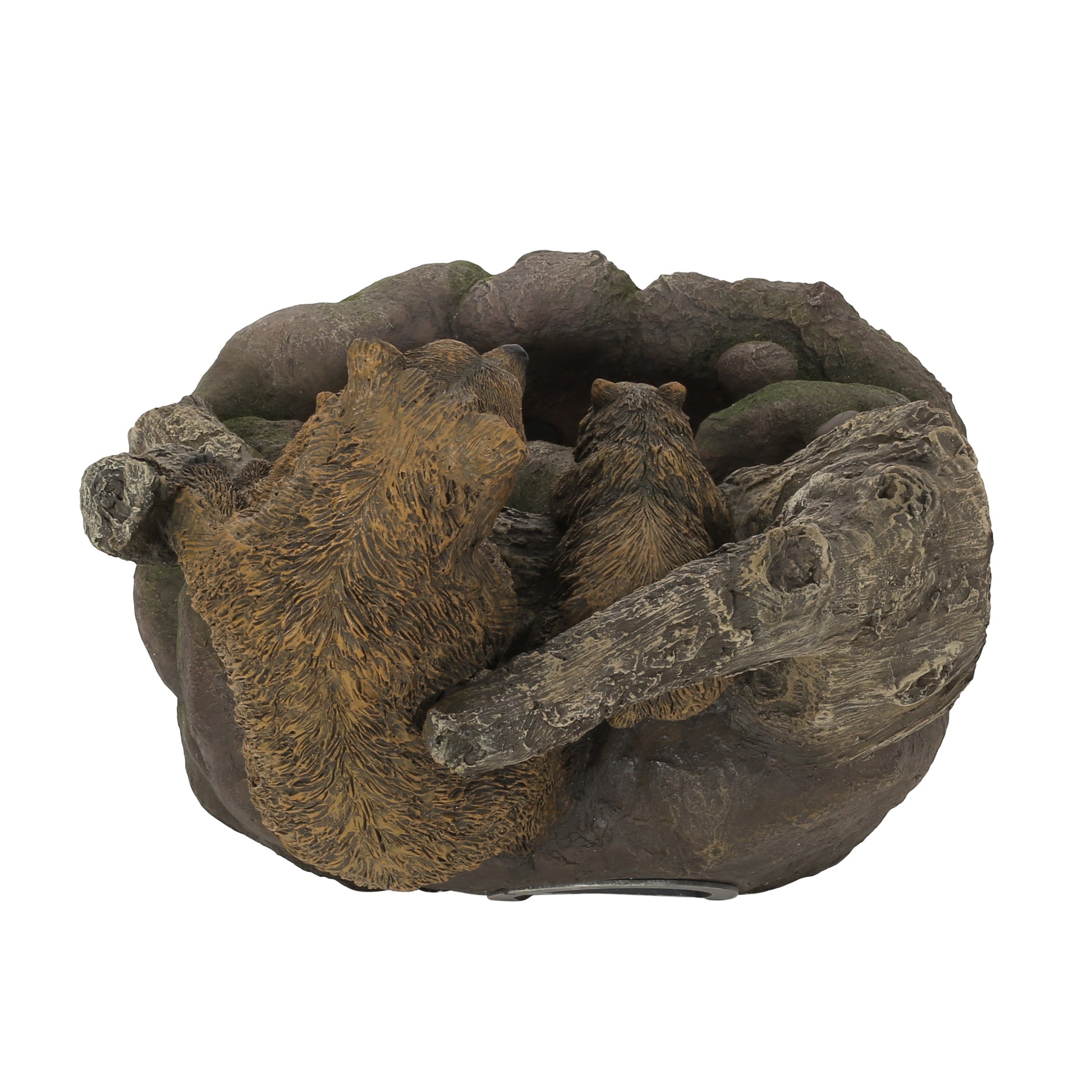 24.75" High Callan Fountain Weather Resistant Floor Fountain With Light, Light Brown Moss Brown Polyresin