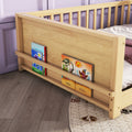 Twin Size Floor Platform Bed With Built In Book Storage Rack,Natural Twin Natural American Design Pine