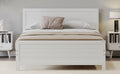 Wood Platform Bed Frame With Headboard, Mattress Foundation With Wood Slat Support, No Box Spring Needed, Queen Size, White Box Spring Not Required Queen White Wood Solid Wood Mdf