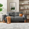 Couches For Living Room,Modern Fabric Upholstered Sofa Tufted Couch With Square Arm And 4 Solid Wood Legs 2 Pillows Decor For Living Room, Office, Apartment Gray Chenille