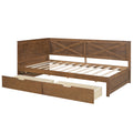 Twin Size Wood Daybed With 2 Drawers And Rustic Guardrail, Ancient Brown Expected Arrival Time: 8.28 Box Spring Not Required Twin Brown Wood Daybeds Solid Wood Mdf