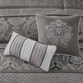 7 Piece Jacquard Comforter Set Grey King King Grey Polyester
