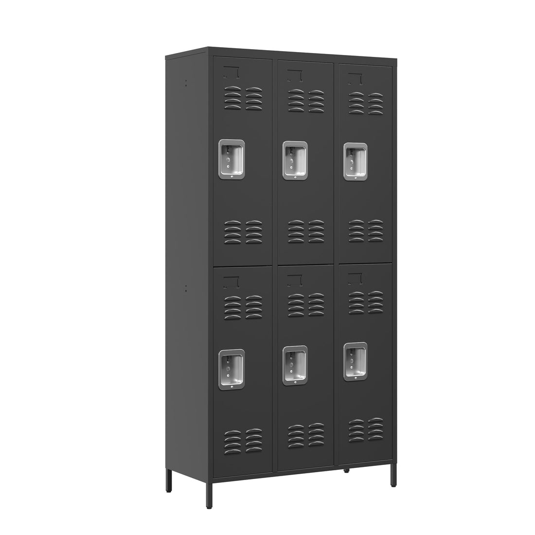 6 Door 72"H Metal Lockers With Lock For Employees,Storage Locker Cabinet For Home Gym Office School Garage,Black 5 Or More Spaces Black Primary Living Space Modern Metal